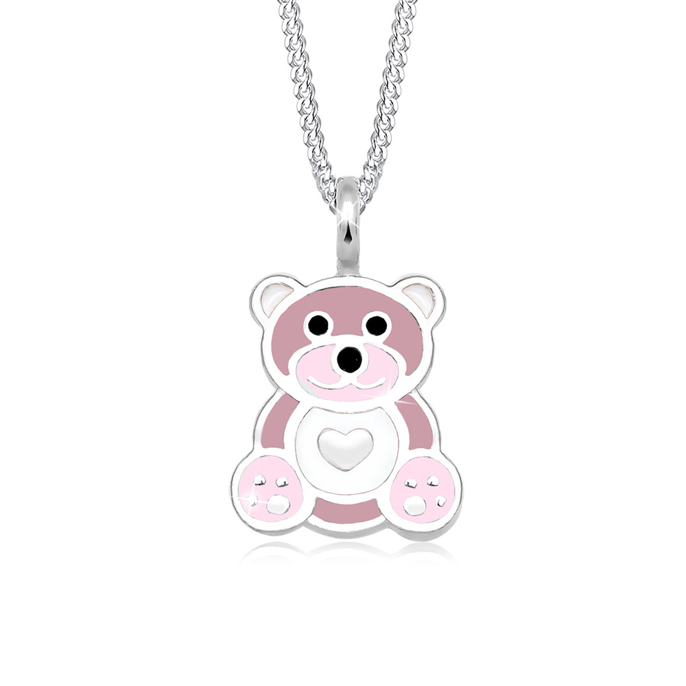 Elli Elli Collier Femme Ours en Peluche Nunours Coeur Émail - (925/1000) Argent collier