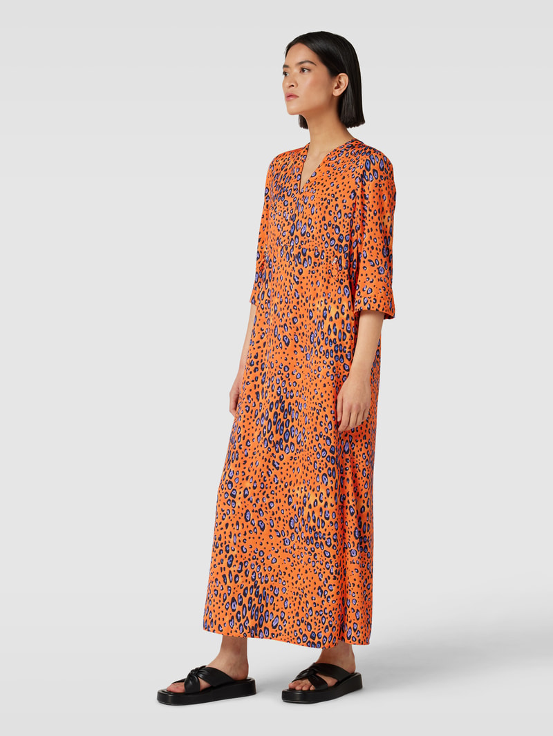 Maxikleid mit Allover-Muster in orange