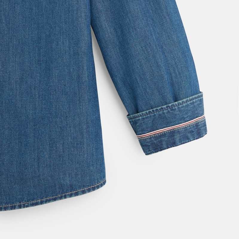 Chemise manches longues en jean bleue garçon