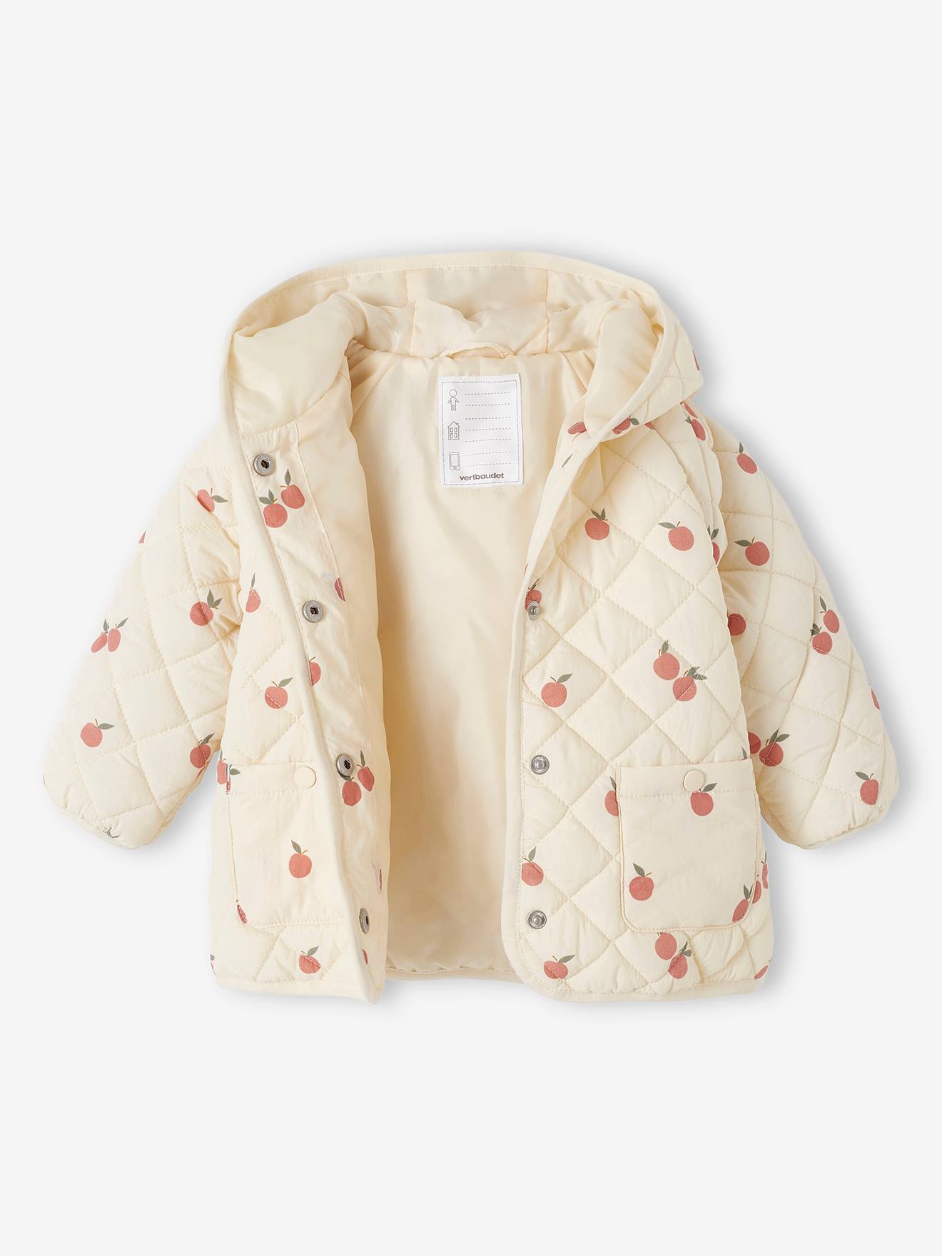 Blouson matelassé bébé avec capuche écru