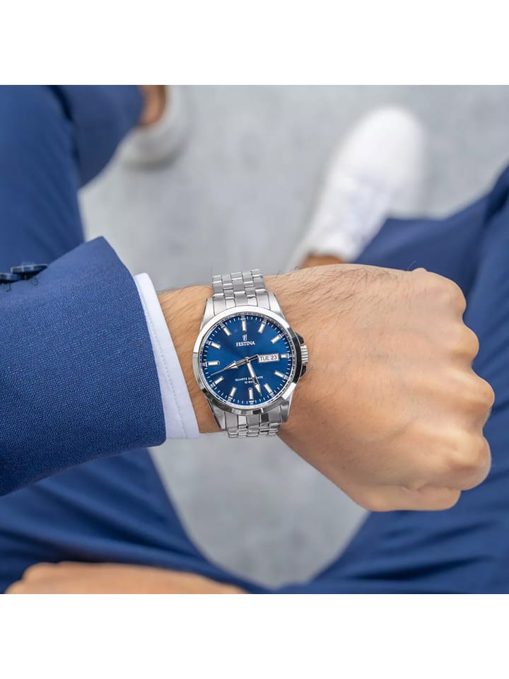 Festina Herrenuhr Quarz Stahl/Blau günstig kaufen onesize