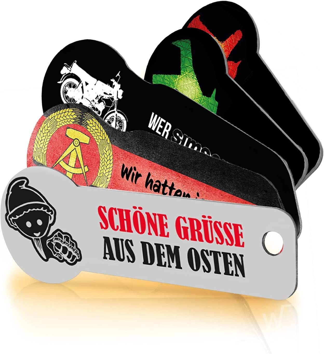 Einkaufswagenlöser Schlüsselanhänger Ossi-Set (5-tlg), Inkl. Schlüsselfinder, Sofort abziehbar