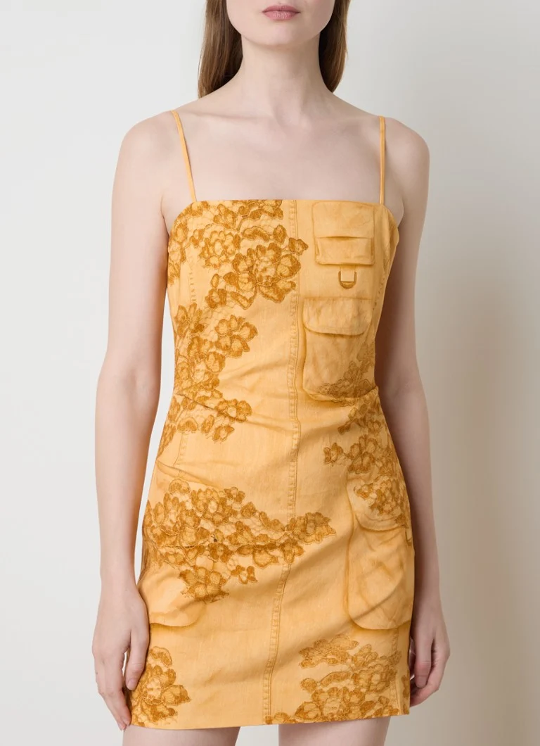 Μίνι φόρεμα με στάμπα από λινό μείγμα Acne Studios