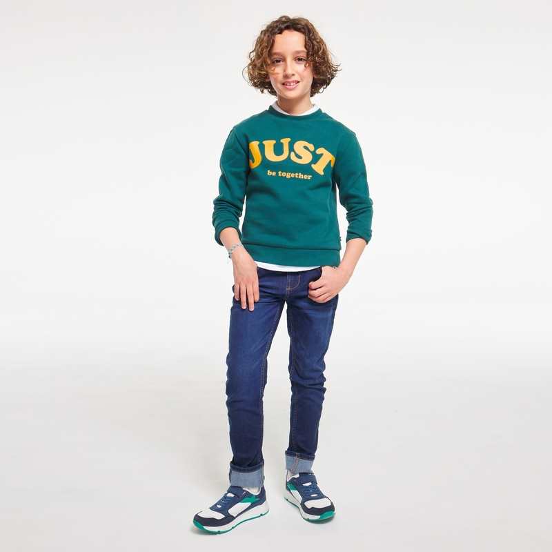 Sweat-shirt à message vert garçon