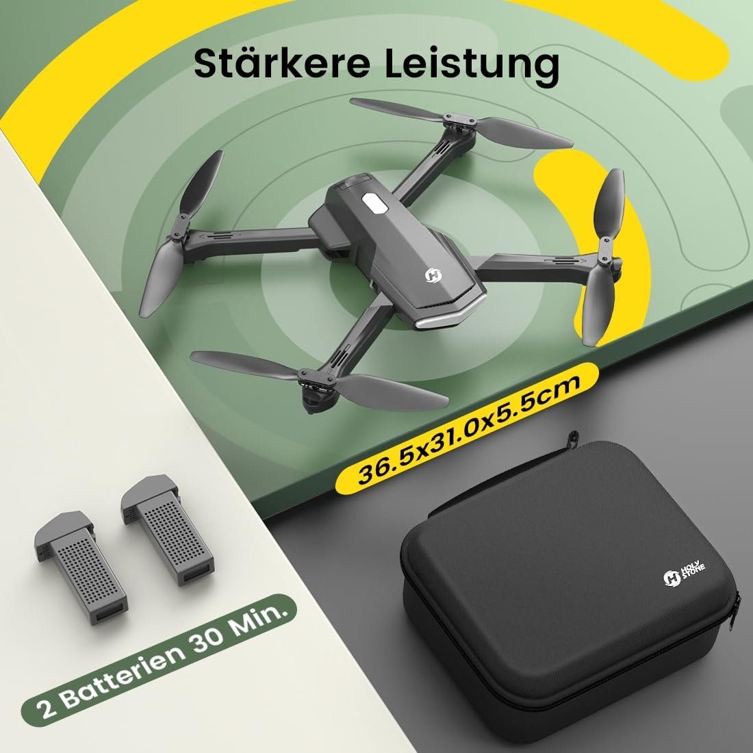 HOLY STONE Drohne (1080p, Faltbare Drohne WiFi Kamera HD RC Quadrocopter 2 Akkus lange Flugzeit)
