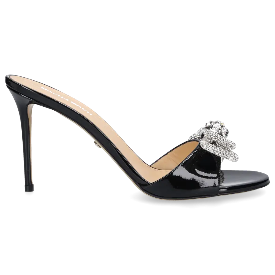 Mach & Mach - Pantoletten DOUBLE BOW Lackleder - schwarz