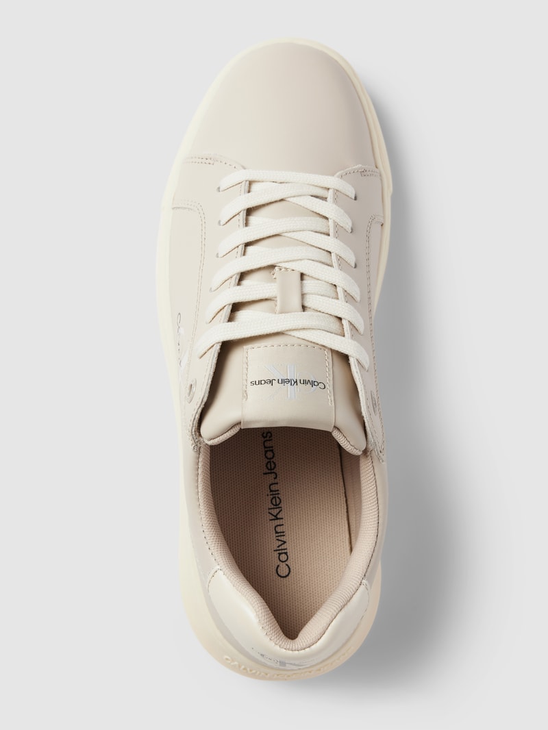Sneaker mit Label-Print in beige