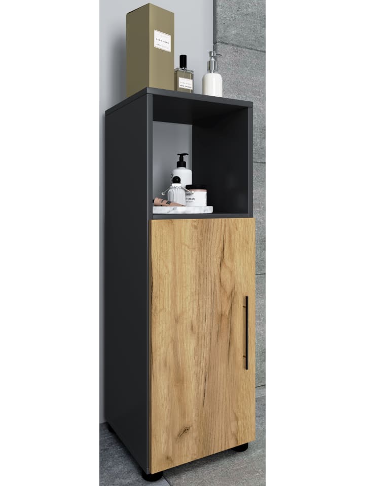 VCM  Holz Badmöbel Midischrank Badschrank Bad Flandu in Anthrazit / Honig-Eiche günstig kaufen onesize