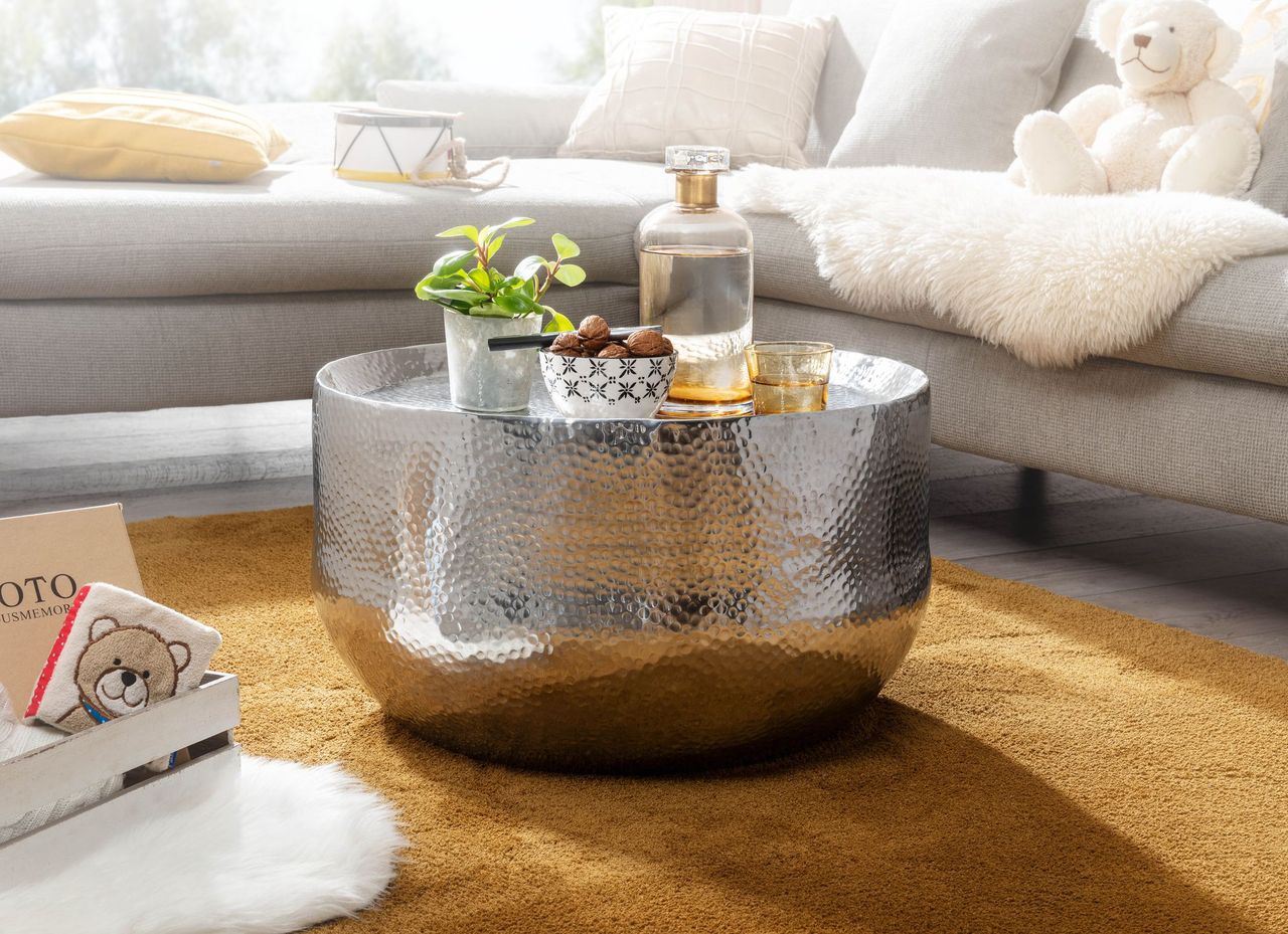 Wohnling Couchtisch Aluminium 60x60x35 cm Silber