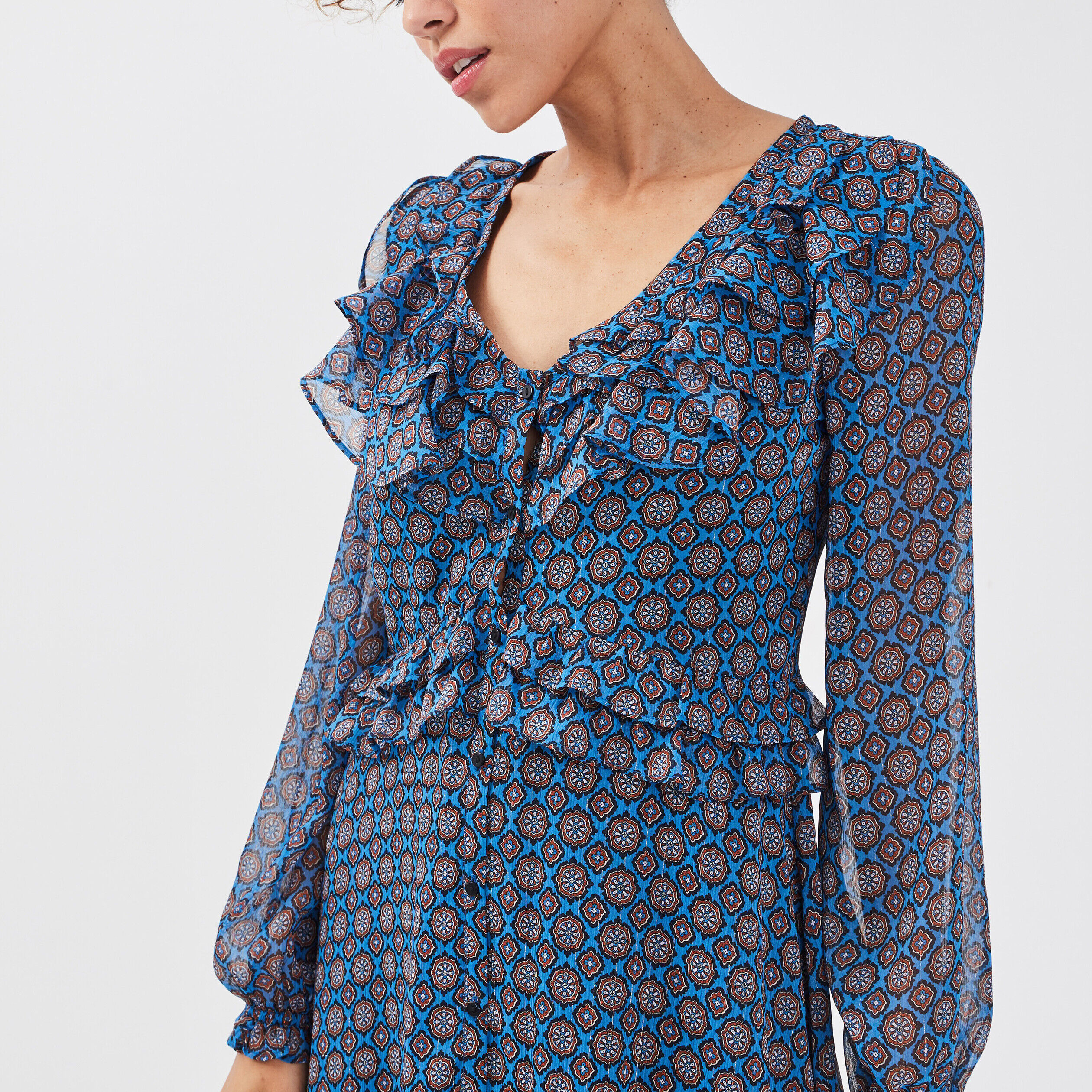 Robe manches longues bleu femme | Cache Cache