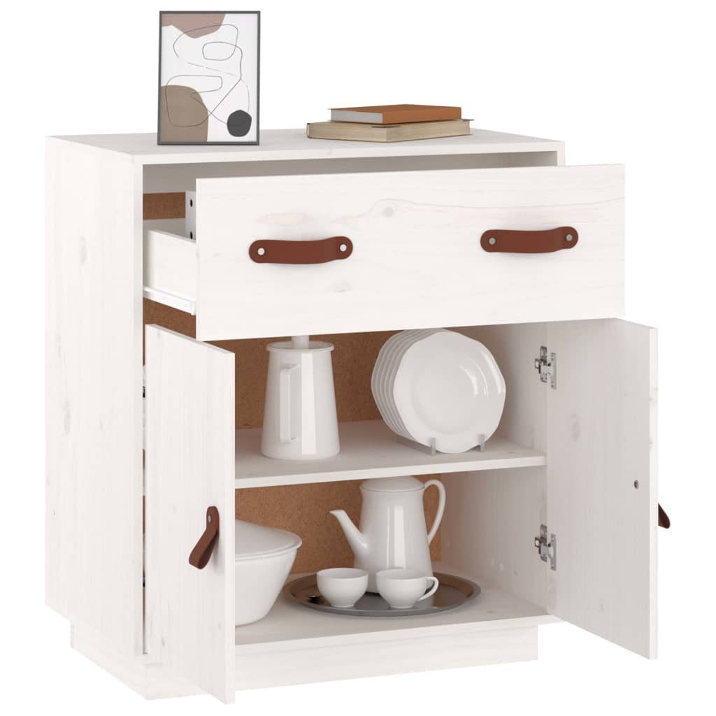 vidaXL Sideboard Sideboard Weiß 65,5x40x75 cm Massivholz Kiefer (1 St)