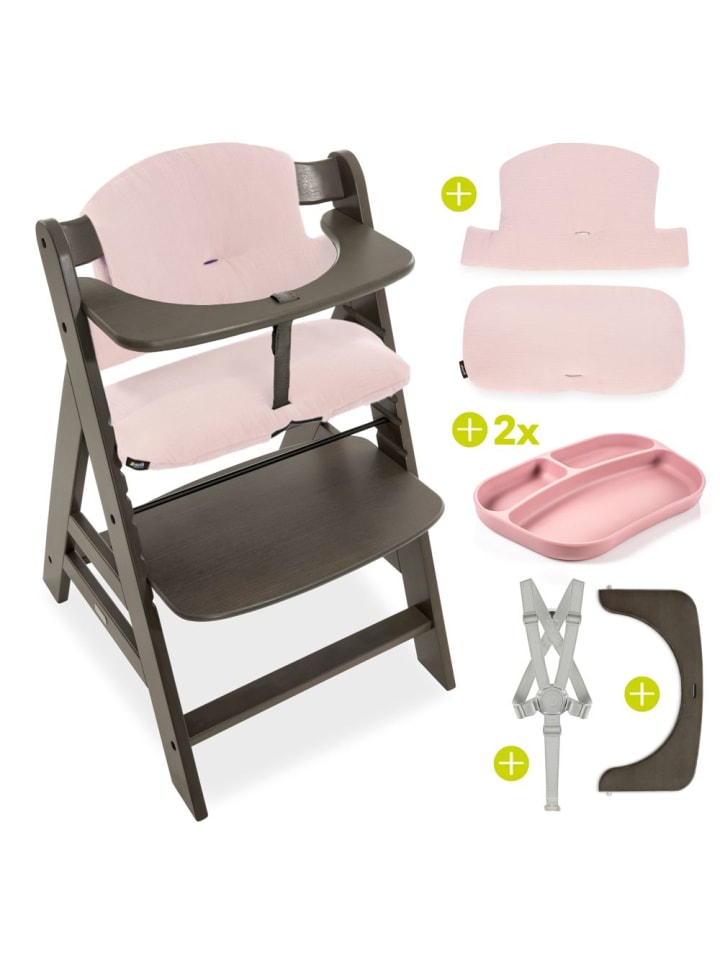 Hauck Hochstuhl Alpha Plus Select Charcoal - im Sparset in grau,rosa günstig kaufen onesize