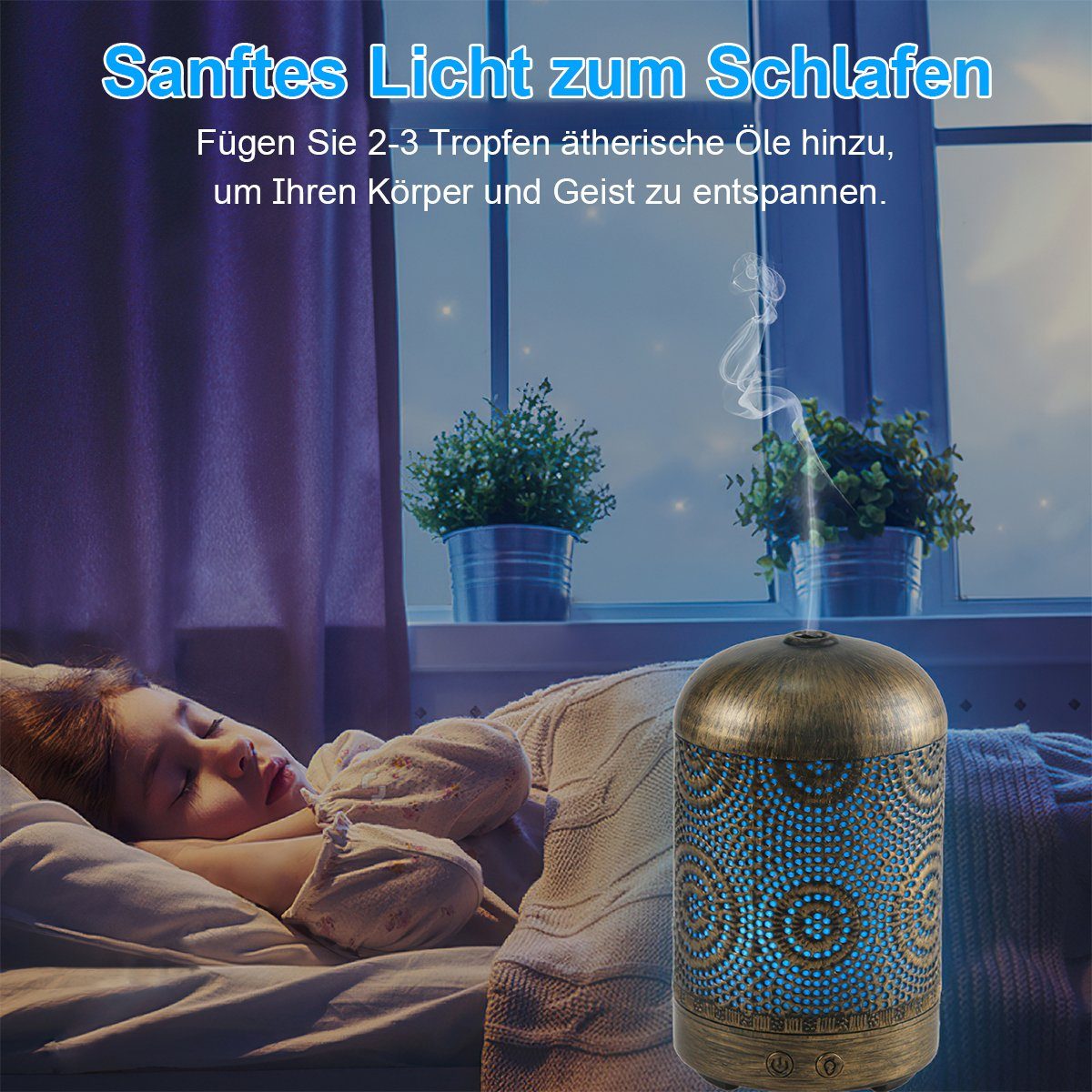 Welikera Luftbefeuchter Aromatherapie Diffusor, Luftbefeuchter Nachtlicht für Schlafzimmer