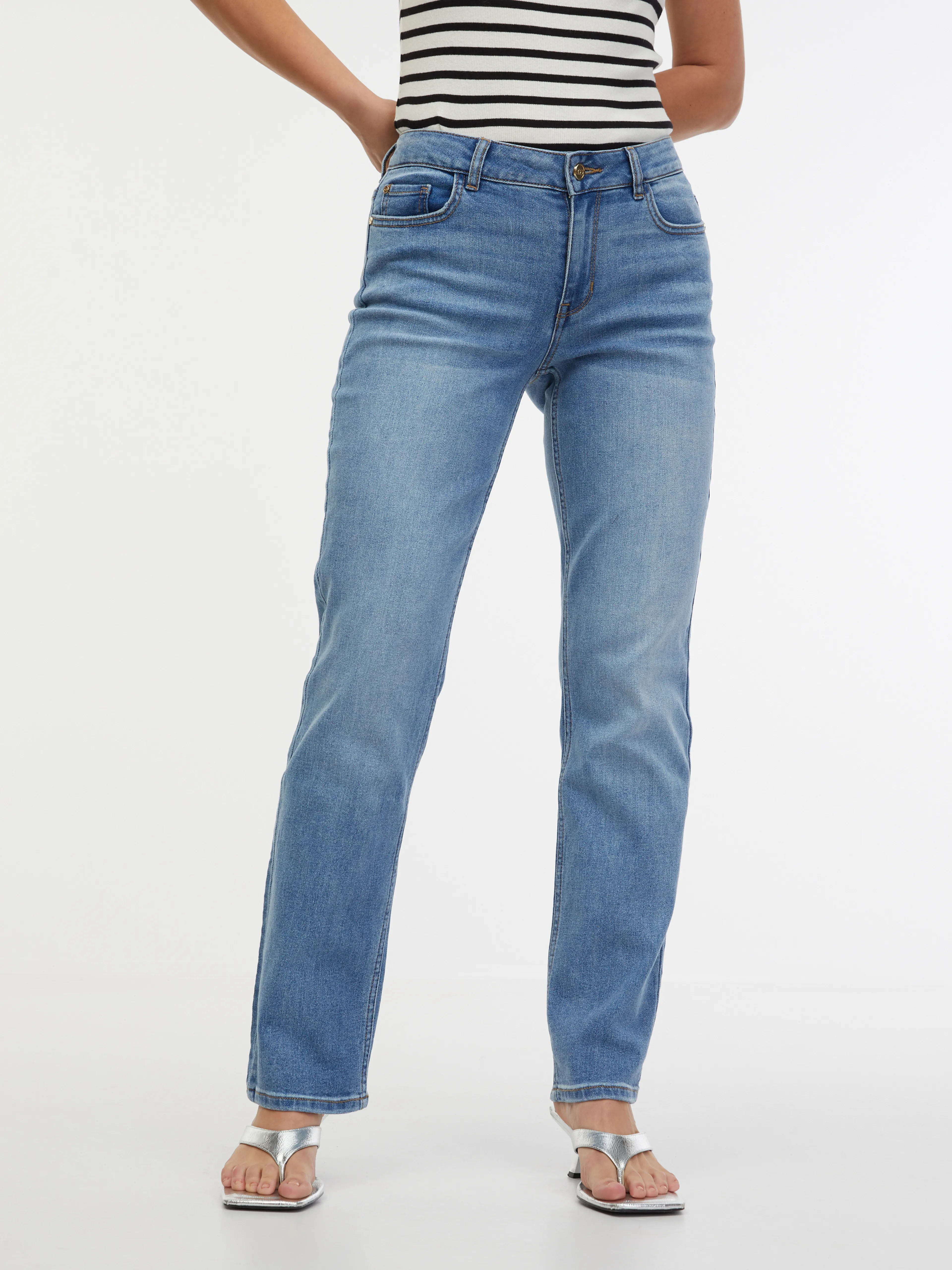 Hellblaue Straight-Fit-Jeans Damen ORSAY