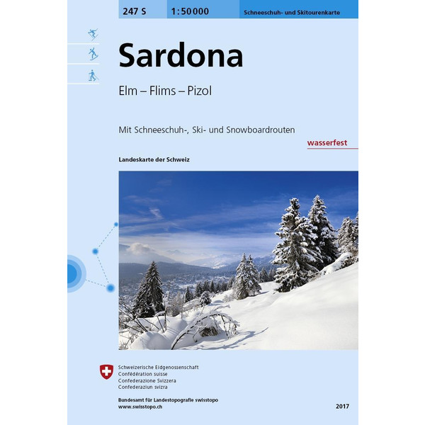 Swisstopo 1 : 50 000 Sardona Schneeschuh- und Skitourenkarte - Wanderkarte