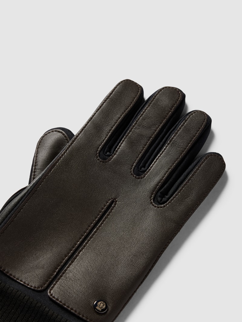 Handschuhe mit gerippten Abschlüssen Modell 'Kopenhagen' in dunkelbraun