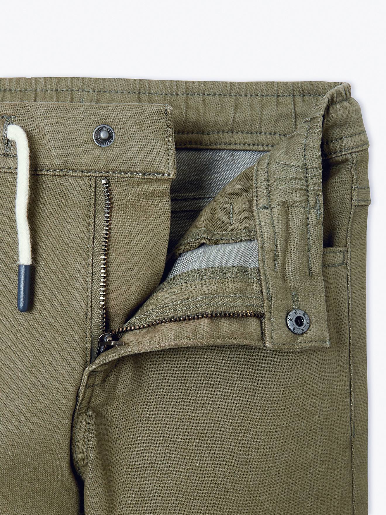 Pantalon slim couleur facile à enfiler garçon vert olive