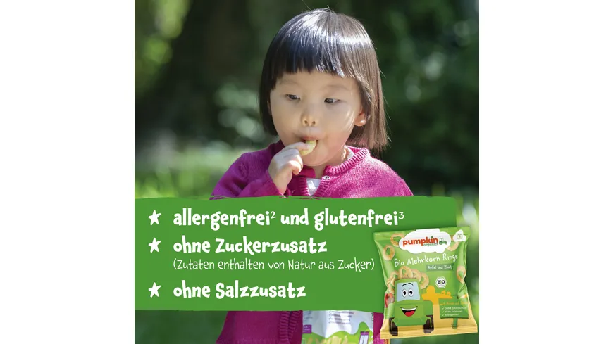 pumpkin organics Bio Mehrkorn Ringe mit Apfel & Zimt 20 g