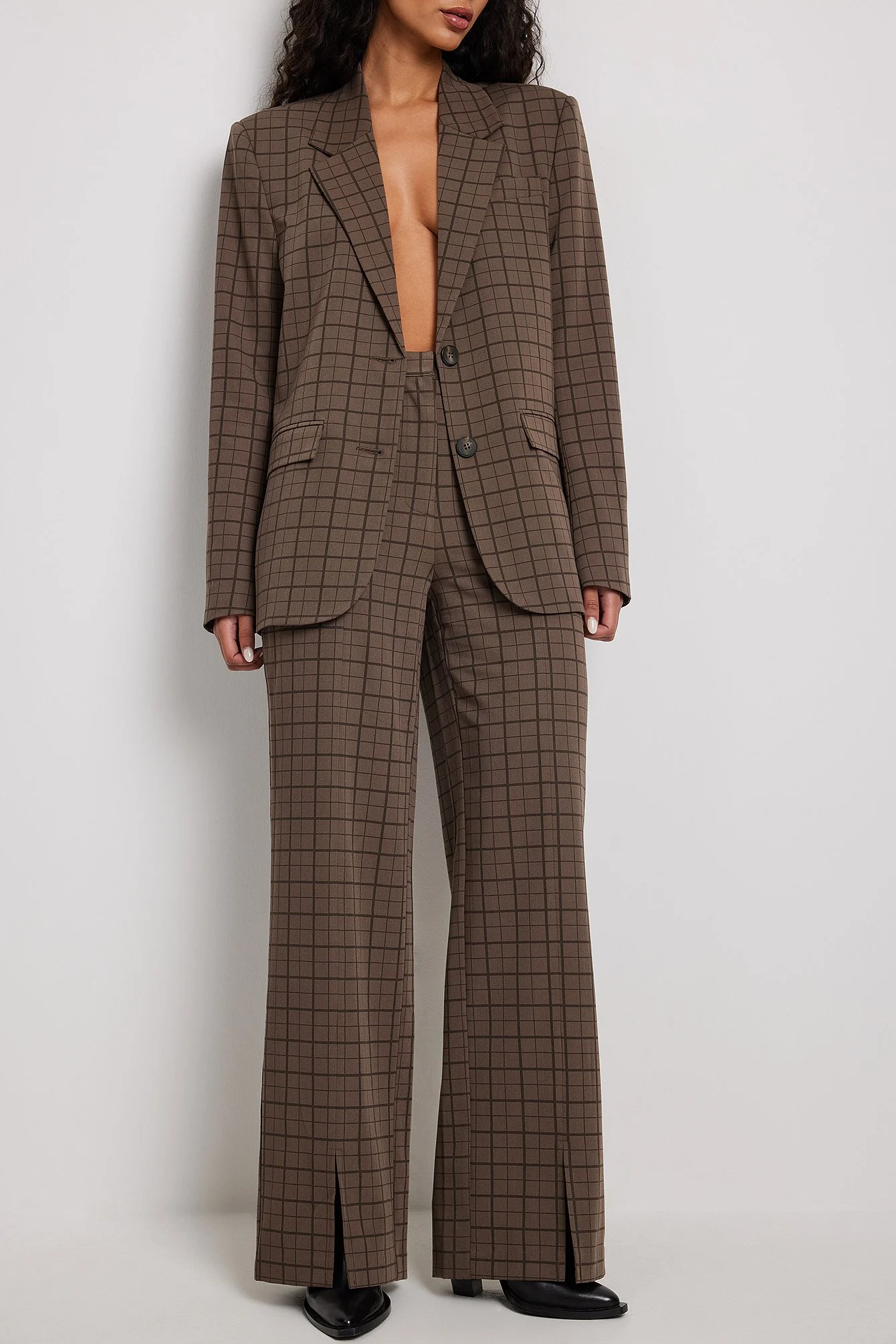 Karierte Hose mit Frontschlitz
