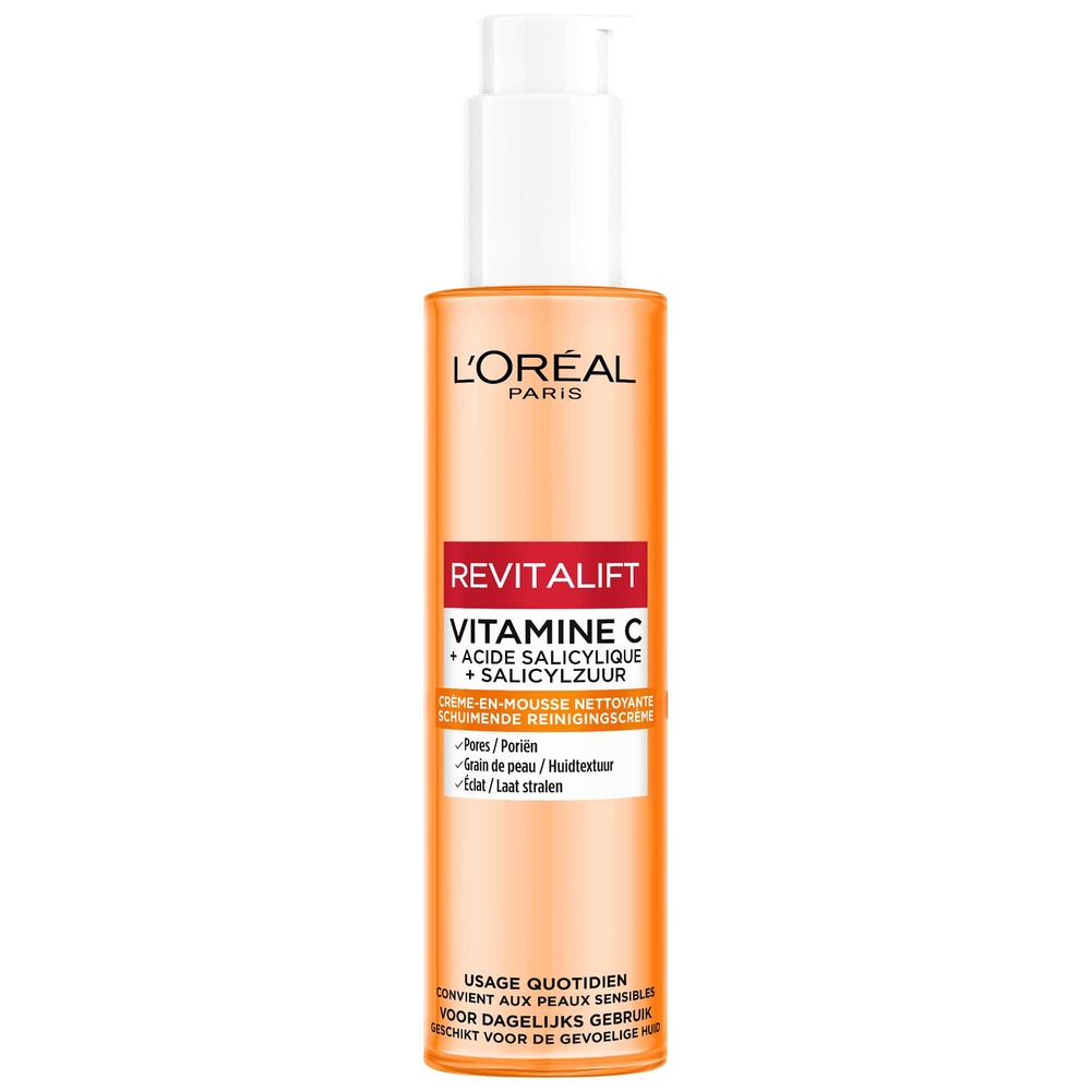 L'Oréal Paris Revitalift Nettoyant Vitamine C, Pores,Grain de peau, éclat 150ml Nettoyant visage