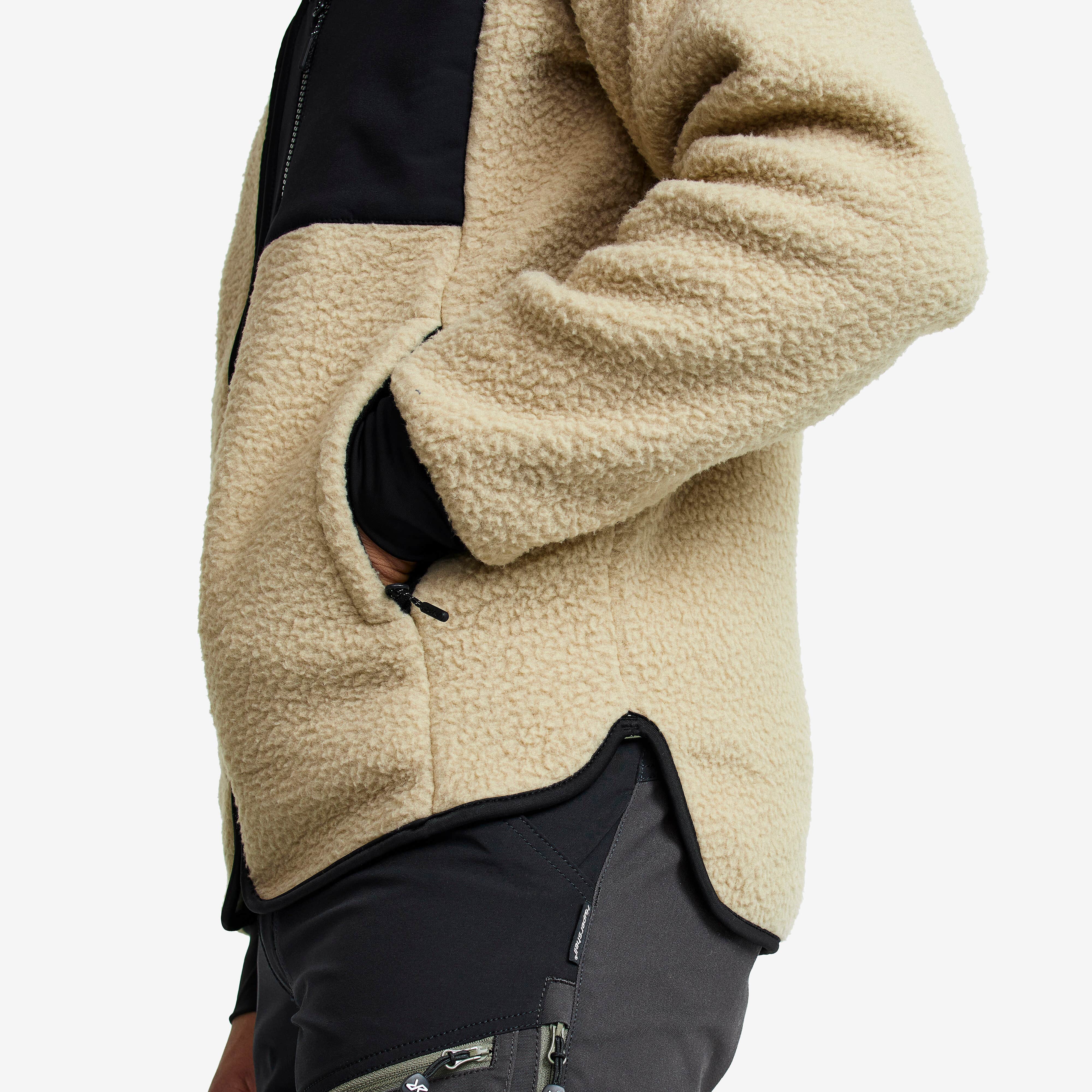 Sherpa Hoodie Homme Beige Khaki