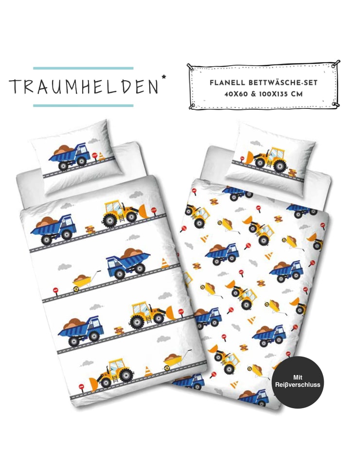 TRAUMHELDEN Baby Bettwäsche-Set Biber/Flanell 