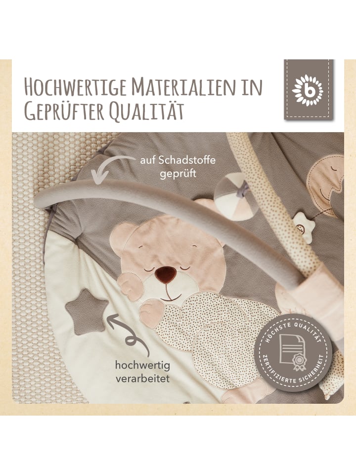 Bieco Spielwaren Krabbeldecke mit Spielbogen Plüsch - ab Geburt in Beige günstig kaufen onesize