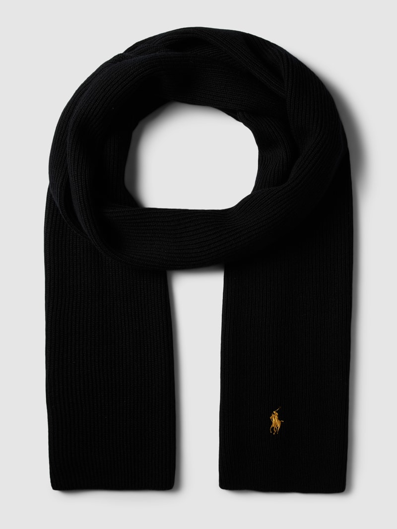 Schal mit Label-Stitching in schwarz