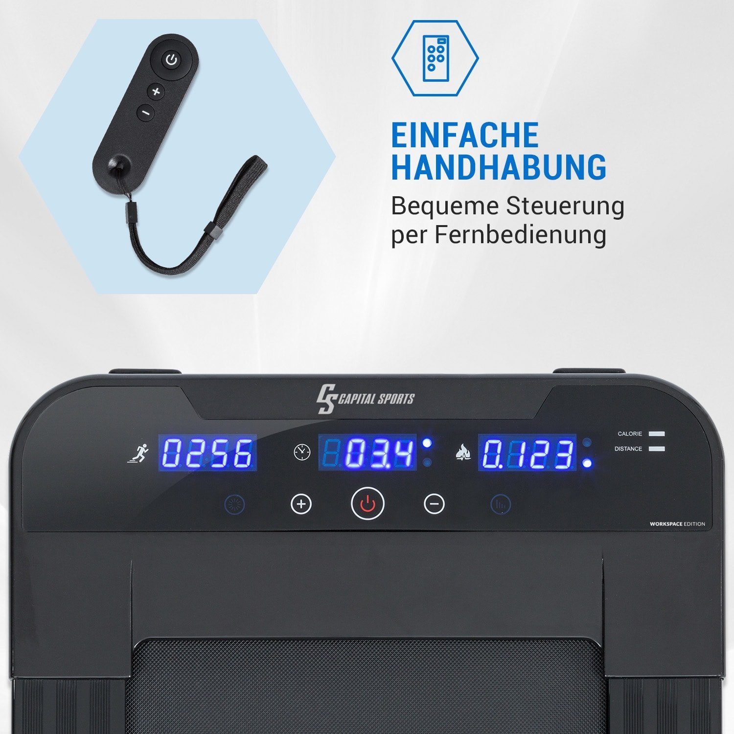 Capital Sports Laufband Workspace Go Laufband, 350 W, 0,8 - 6 km/h, 11 cm Höhe, schwarz