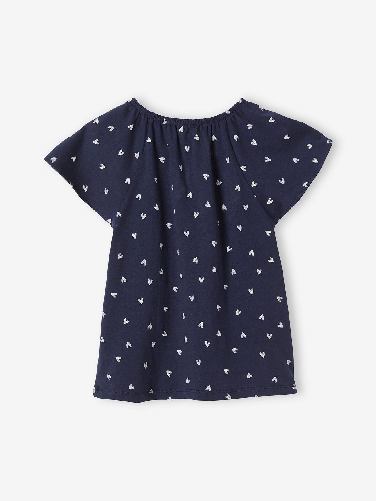 T-shirt imprimé manches papillon fille bleu