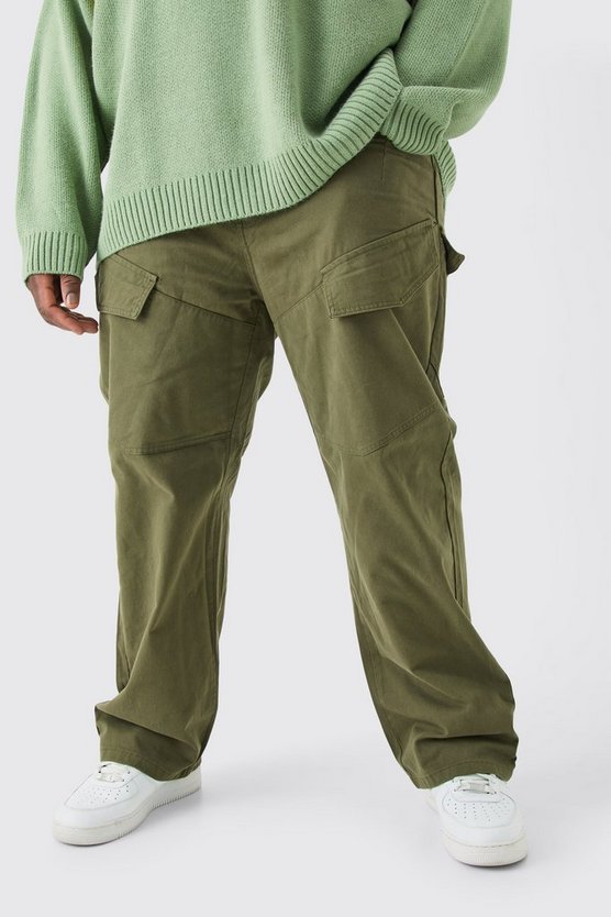 Plus lockere asymmetrische Cargo Twill-Hose
