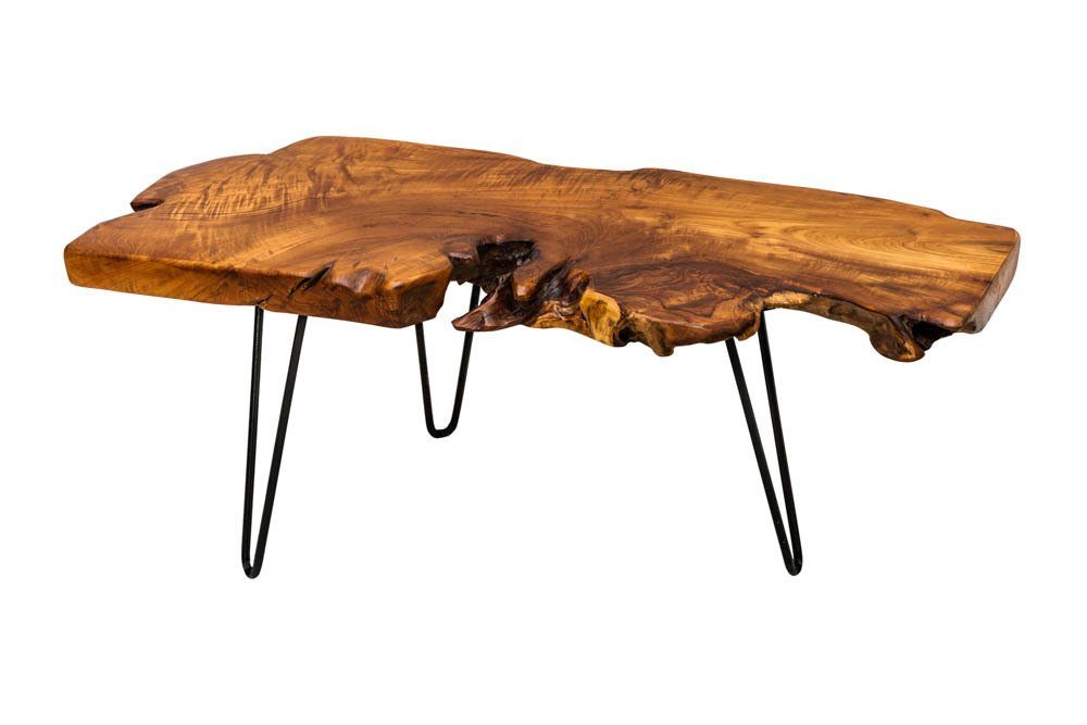riess-ambiente Couchtisch WILD 100cm natur / schwarz, Wohnzimmer · Massivholz · Baumscheibe · Metall · Hairpin Legs