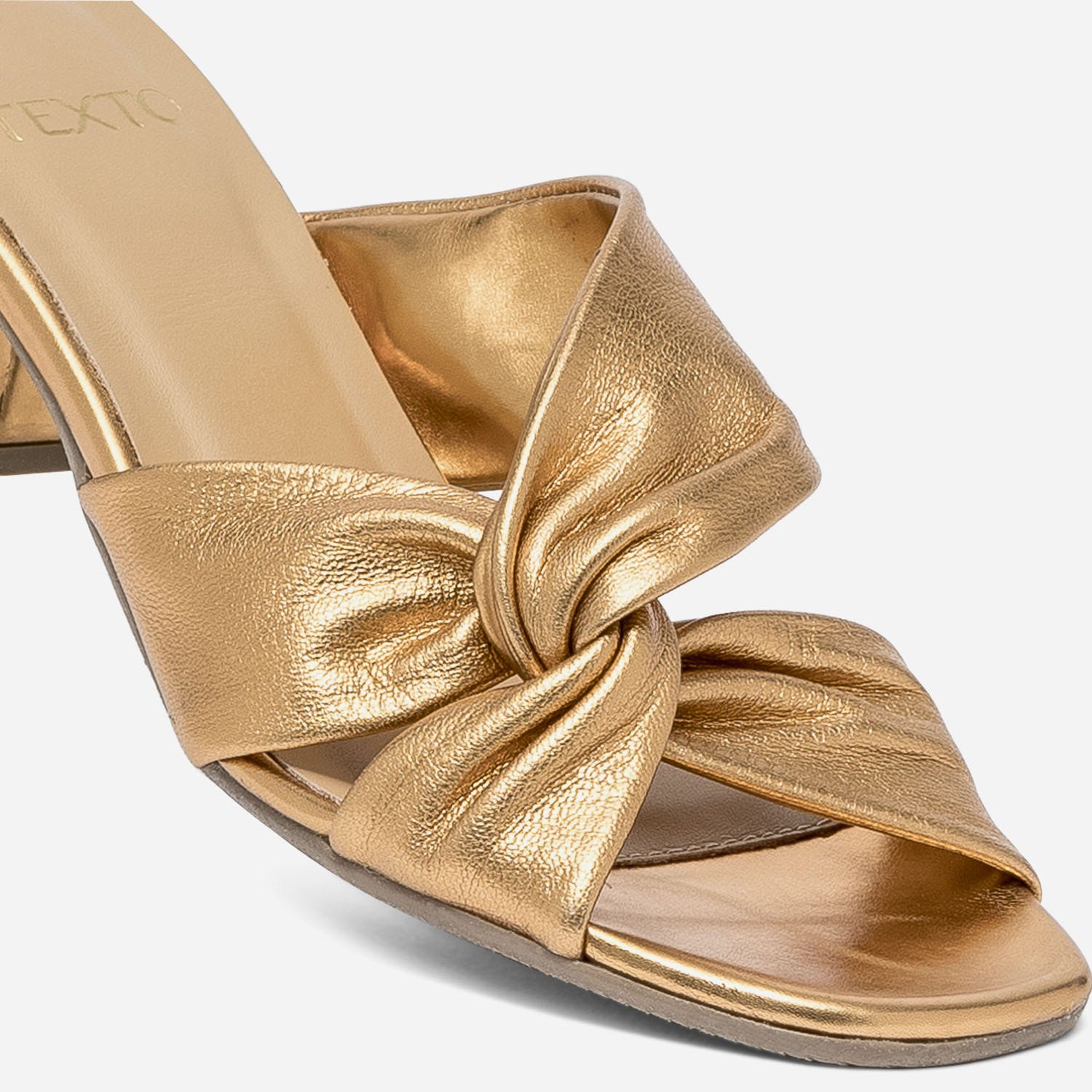 Mule TEXTO cuivrée en cuir à brides souples