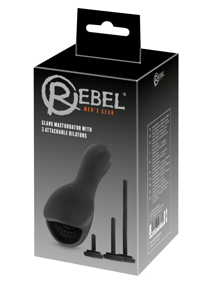 Rebel Masturbator mit Vibration Glans Masturbator with 3 attachable Dilators in schwarz günstig kaufen 14 cm