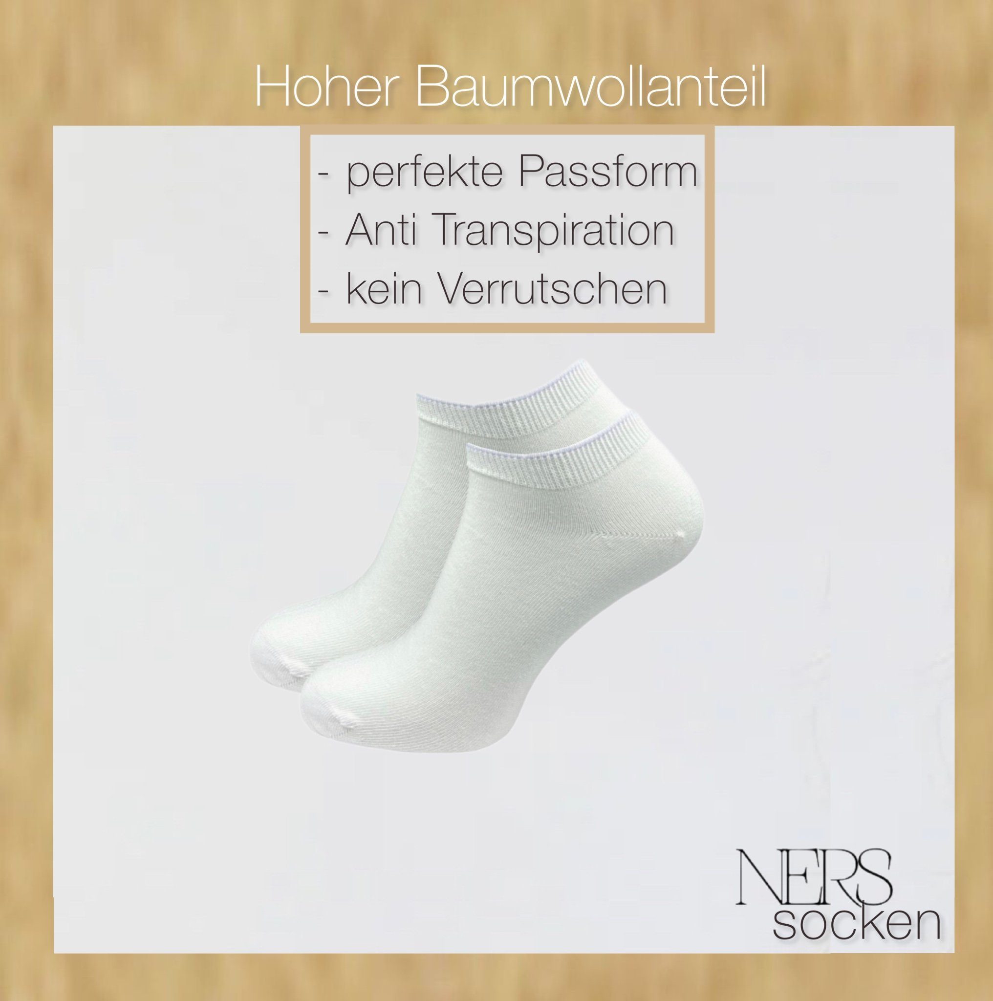 NERS Sneakersocken für Damen und Herren aus Baumwolle mit Bündchen (6-Paar, 6 Paar)