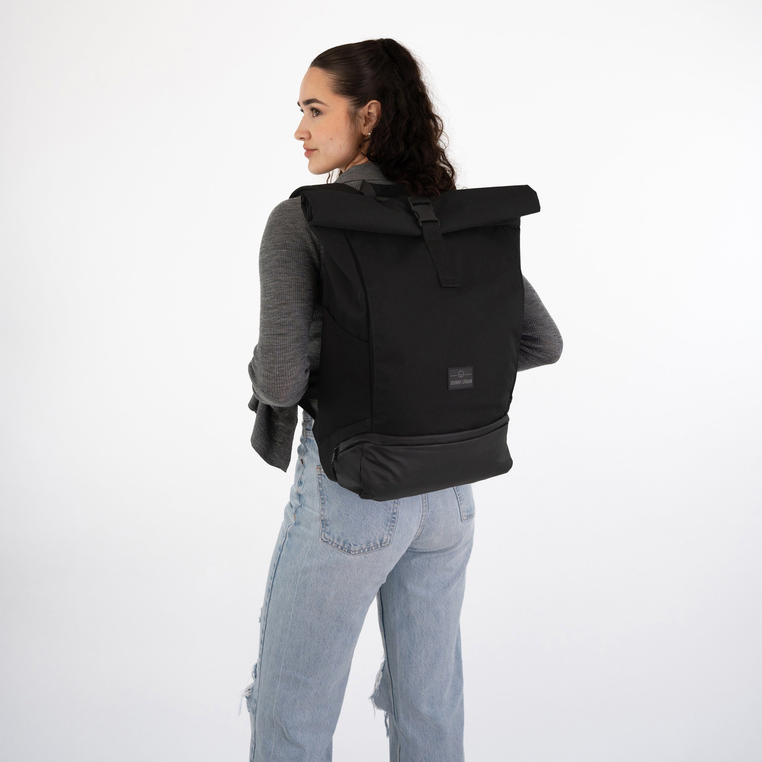 Johnny Urban Cityrucksack Allen Large, Rolltop Damen Herren, Laptop Fach, Wasserabweisend