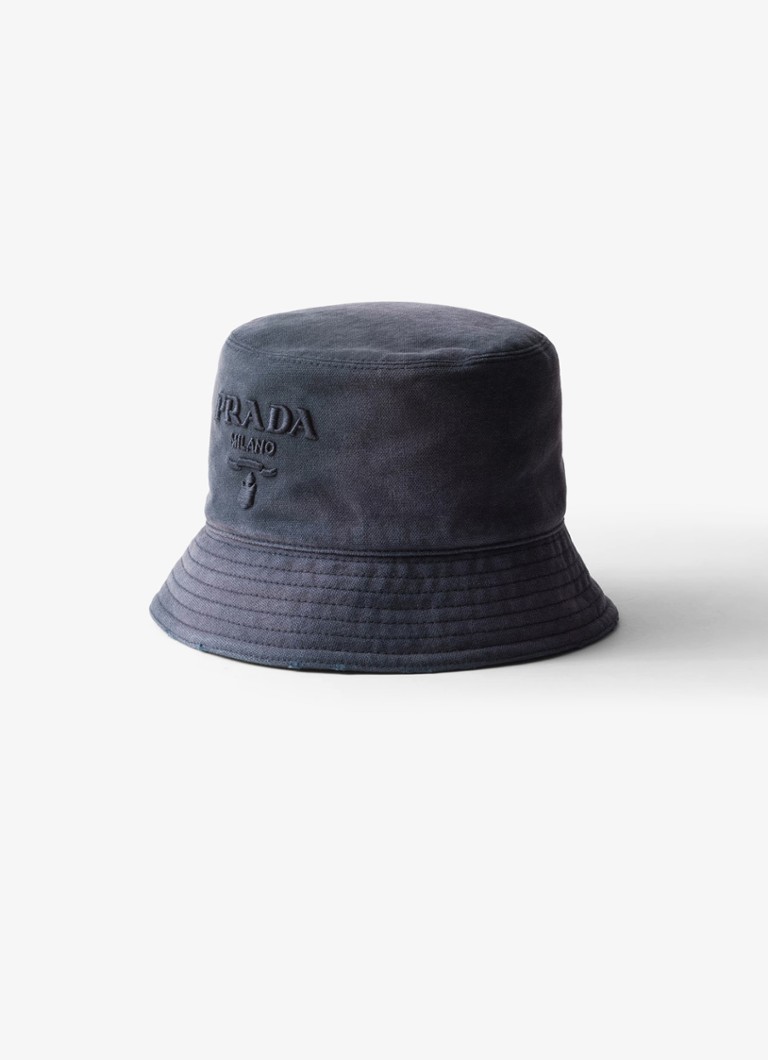 Prada  Bucket hoed van canvas met logoborduring