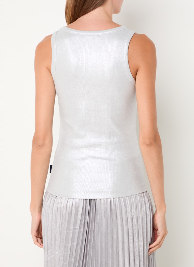 Summum Rib knitted tank top with lurex