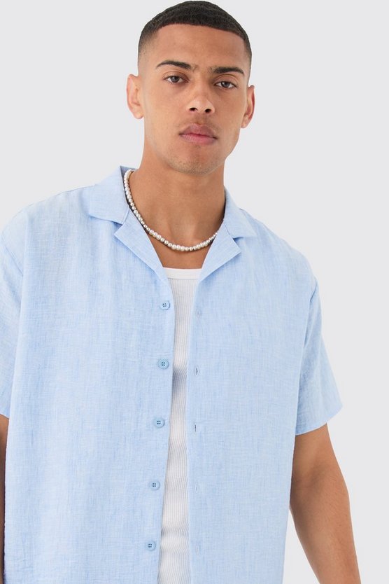 Oversize Hemd & Shorts in Leinenoptik