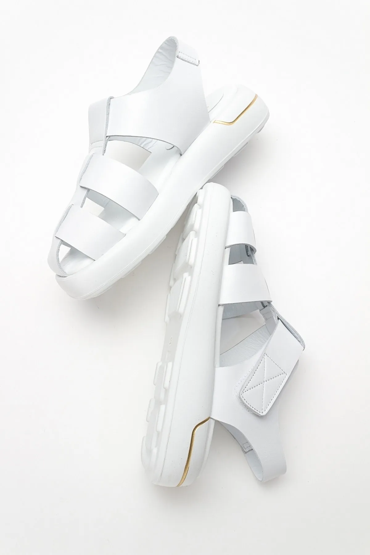 LuviShoes  BELİV Weiße Damen-Sandalen aus echtem Leder