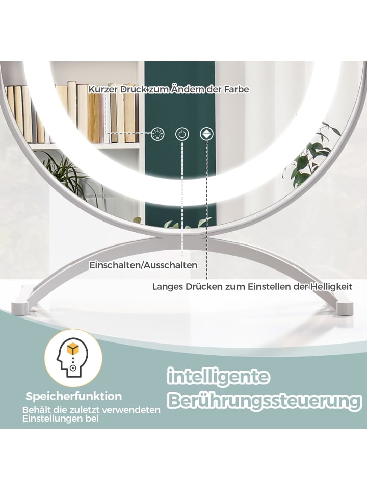 COSTWAY Kosmetikspiegel mit Beleuchtung in Silber günstig kaufen onesize