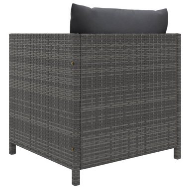 vidaXL Loungesofa Gartensofa mit Kissen Grau Poly Rattan, 1 Teile