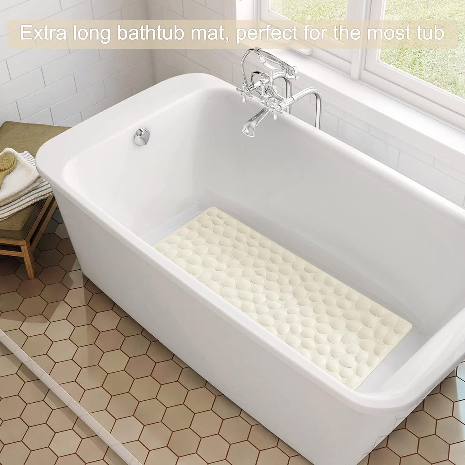 Directin Wanneneinlage Badewannenmatte rutschfest, Antirutschmatte für Badewanne, Badematte, schimmelresistent & maschinenwaschbar, 100% BPA-frei, [80x40cm]