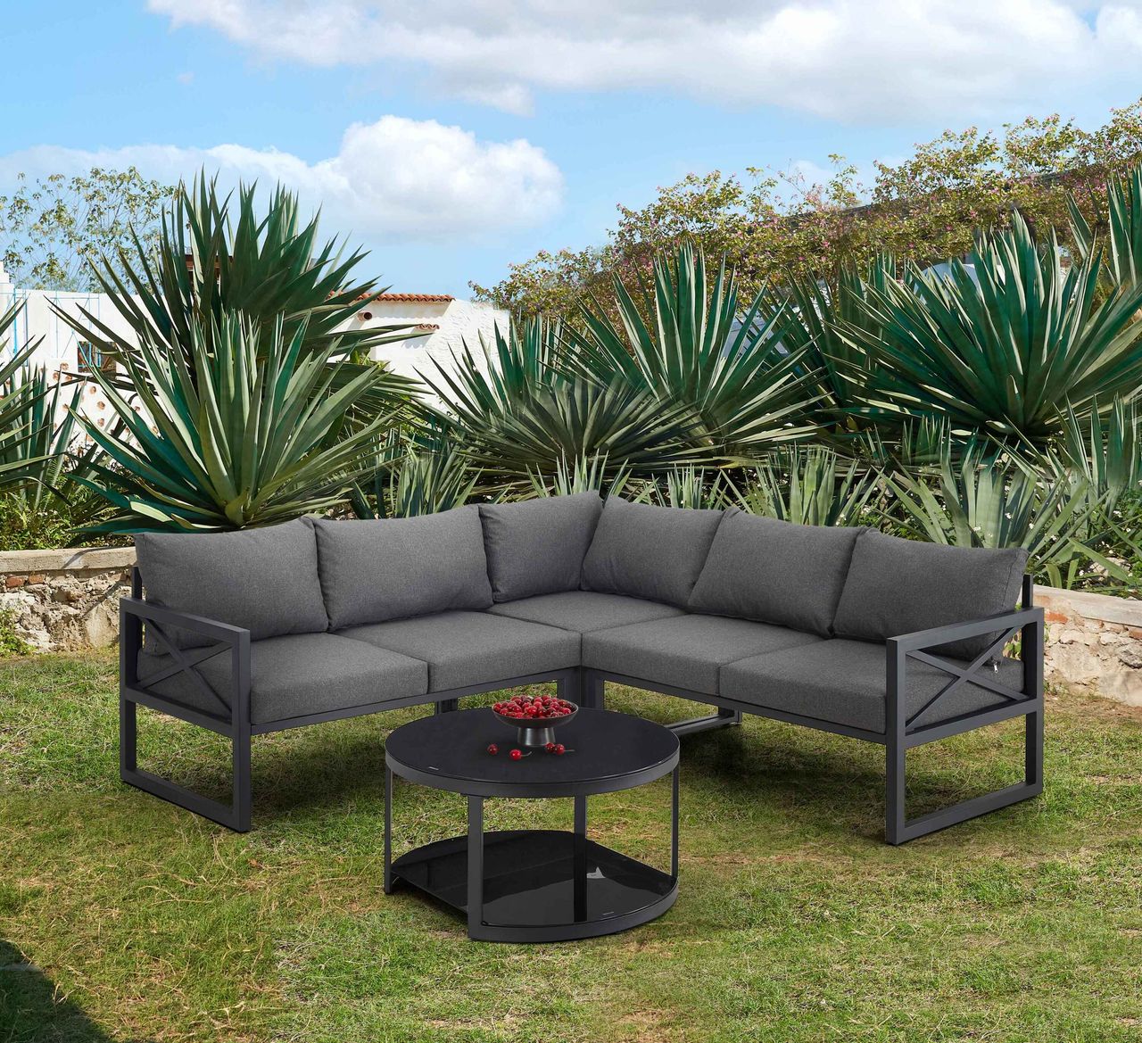 Happy Home Happy Home Ecklounge Set HGS63-DGR dunkelgrau