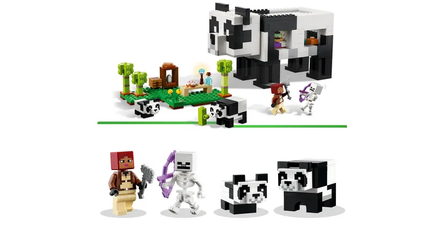 LEGO Minecraft 21245 Das Pandahaus Set, Spielzeug-Haus mit Skelett