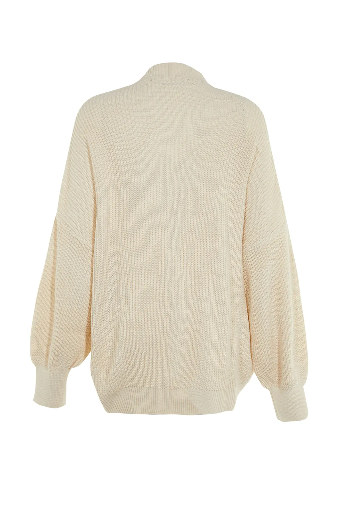 Trendyol Collection  Ecrufarbener Strickpullover mit Rundhalsausschnitt und weiter Passform TWOAW23KZ01448