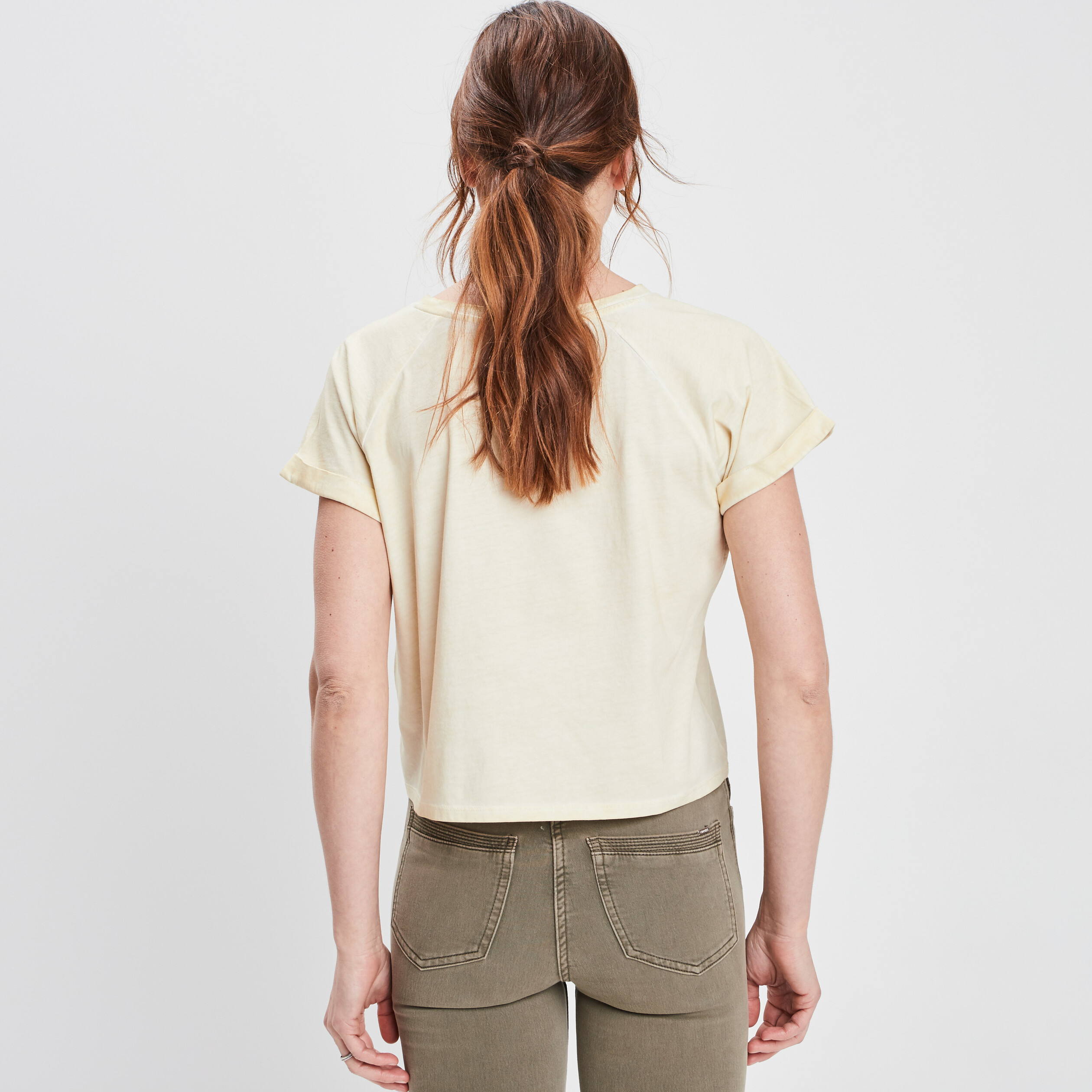 T-shirt cropped à col rond sable femme | La Halle