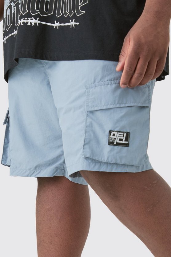 Plus Ofcl Nylon Cargo-Shorts mit elastischem Bund