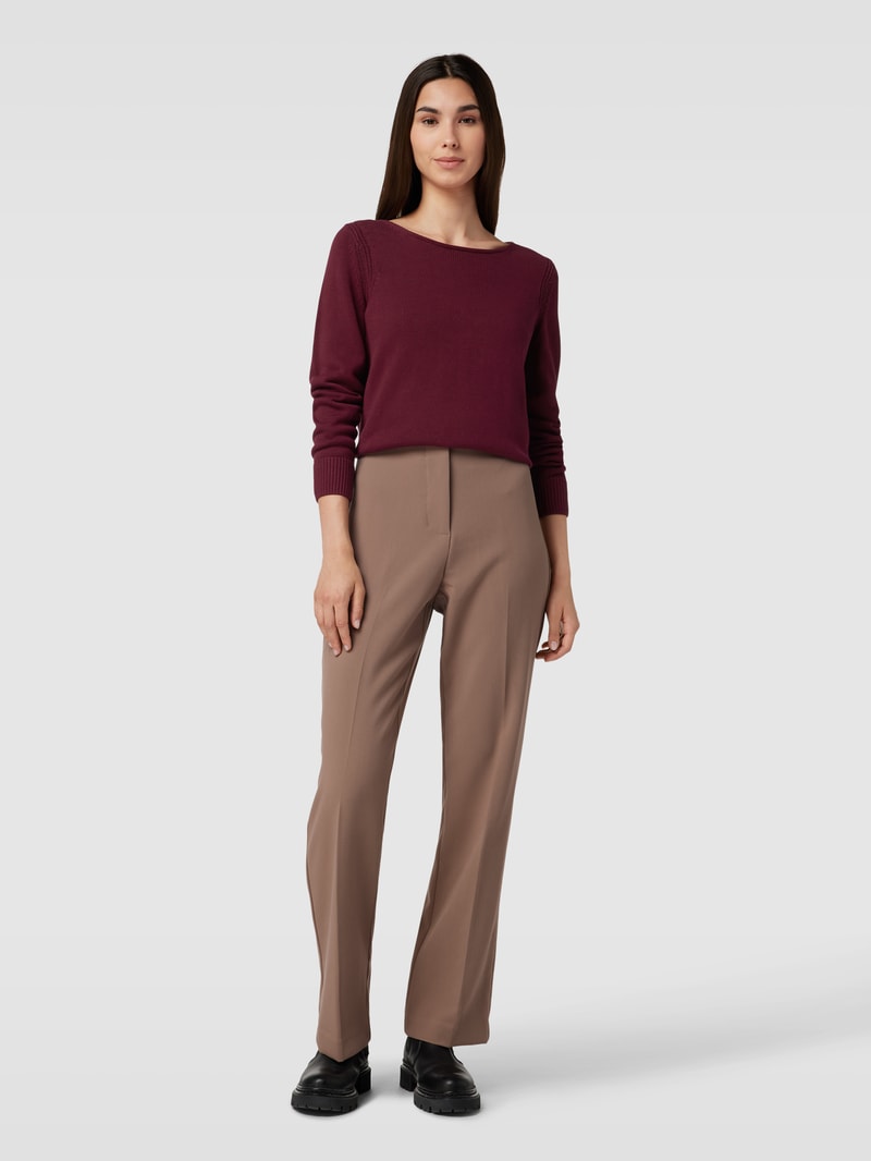 Strickpullover mit U-Boot-Ausschnitt in bordeaux rot