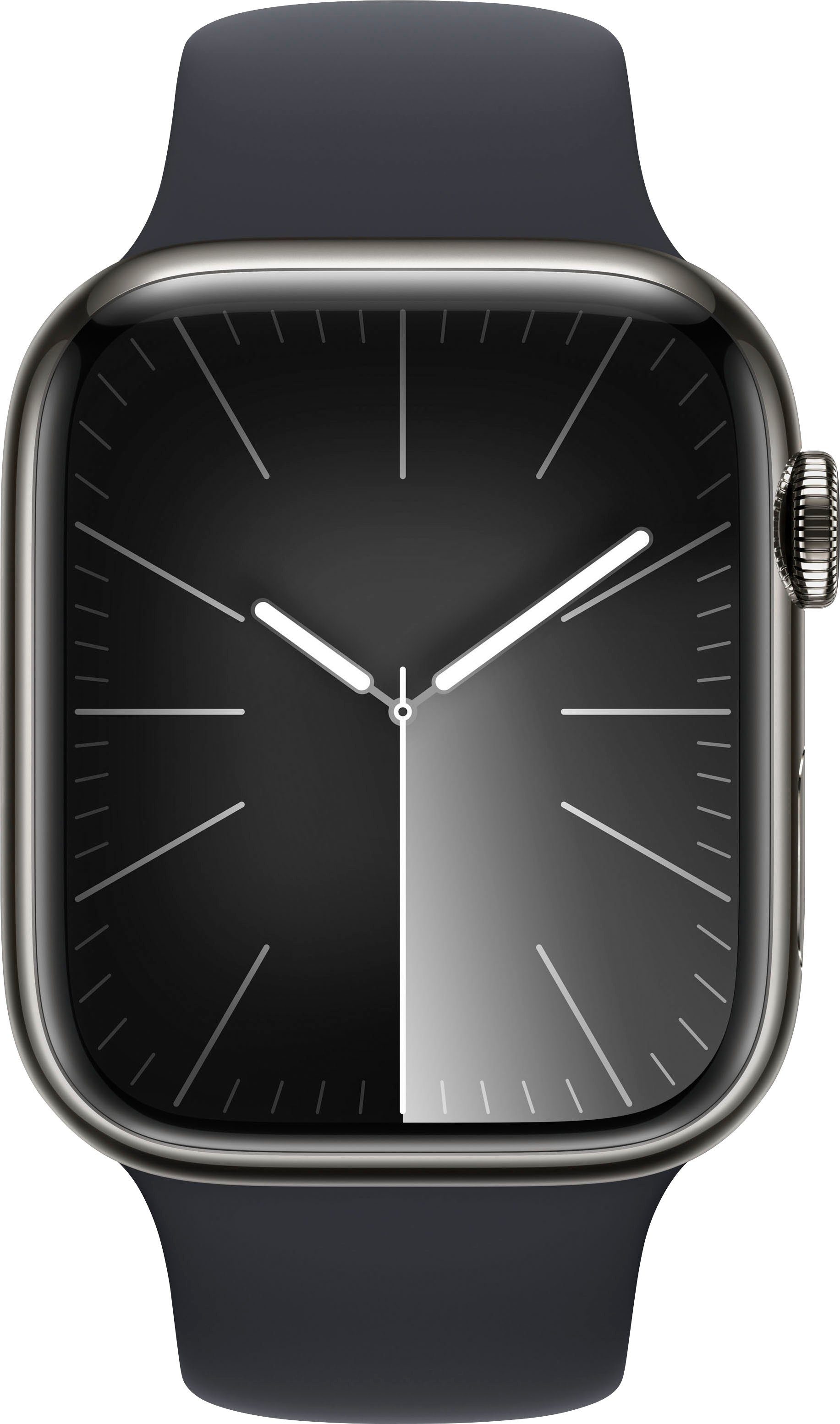 Apple Watch Series 9 GPS + Cellular Stainless Steel 45mm M/L Smartwatch (4,5 cm/1,77 Zoll, Watch OS 10), Sport Band